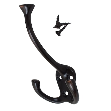 Gliderite Hardware 4-1/2 in. Oil Rubbed Bronze Large Coat Tri Hook, 5PK 7011-ORB-5
